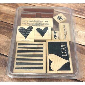 2005 STAMPIN' UP! DREAM COME TRUE WOOD MOUNTED RUBBER STAMP SET OF 8 LOVE HEART